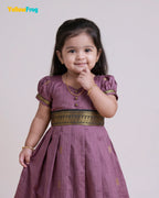 Girls Kalyani Cotton Cotton Full Gown - Mauve Black Zari PG730