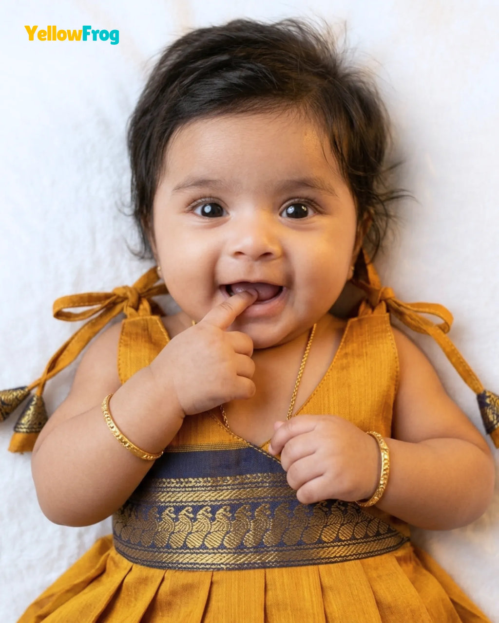 Newborn Kalyani Cotton Cotton Traditional Dress - Mustard LF2052