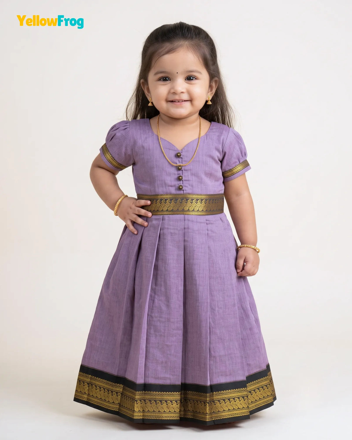 Girls Kalyani Cotton Cotton Full Gown - Lilac Gown PG731