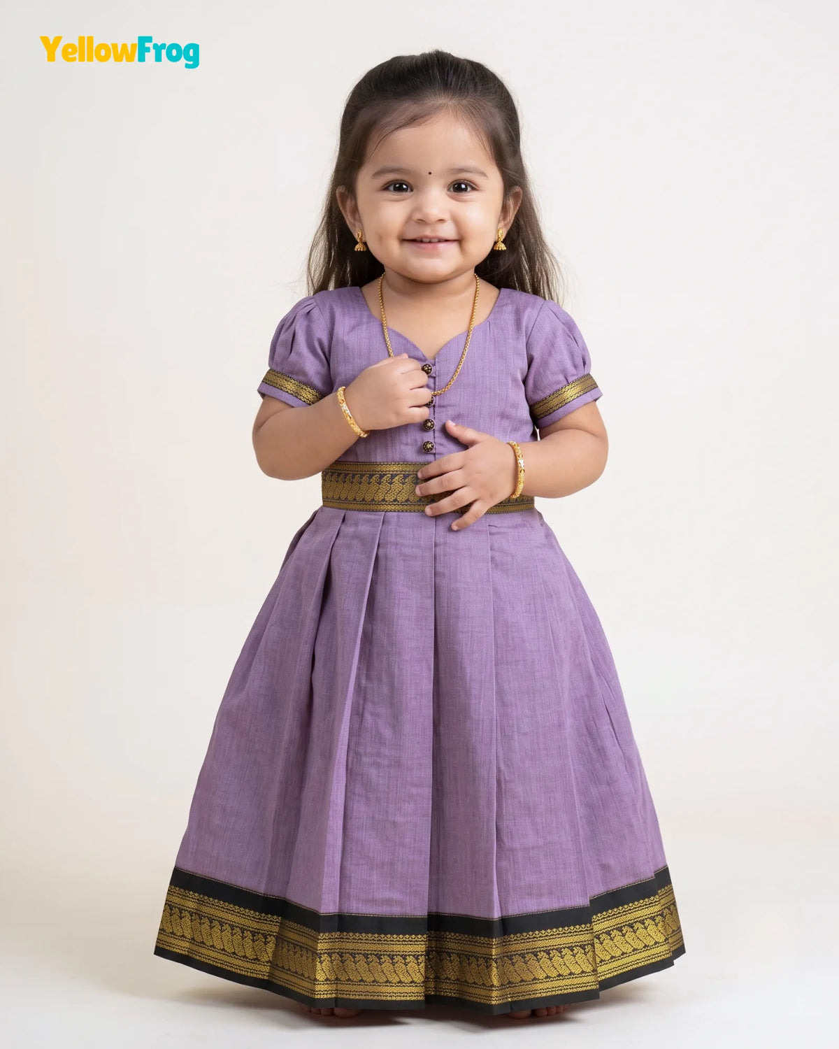 Girls Kalyani Cotton Cotton Full Gown - Lilac Gown PG731