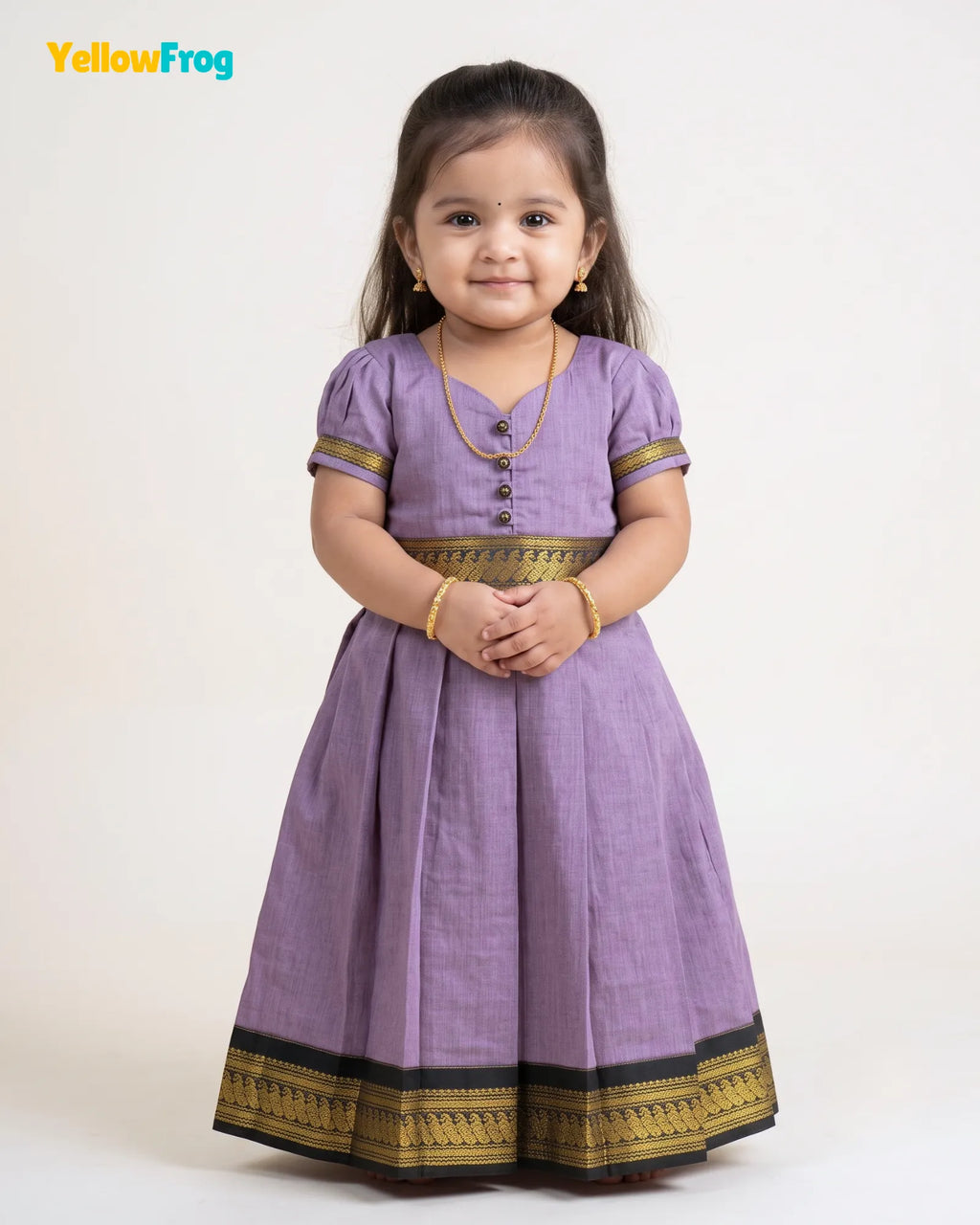 Girls Kalyani Cotton Cotton Full Gown - Lilac Gown PG731
