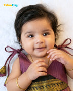 Newborn Kalyani Cotton Cotton Traditional Dress - Mauve Black Zari Frock LF2053