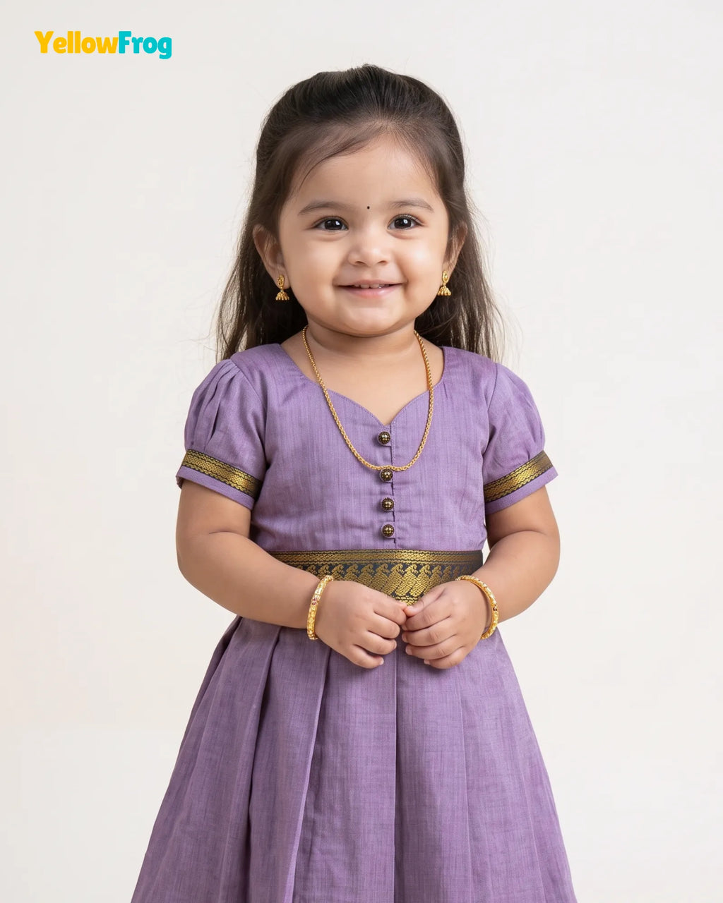 Girls Kalyani Cotton Cotton Full Gown - Lilac Gown PG731