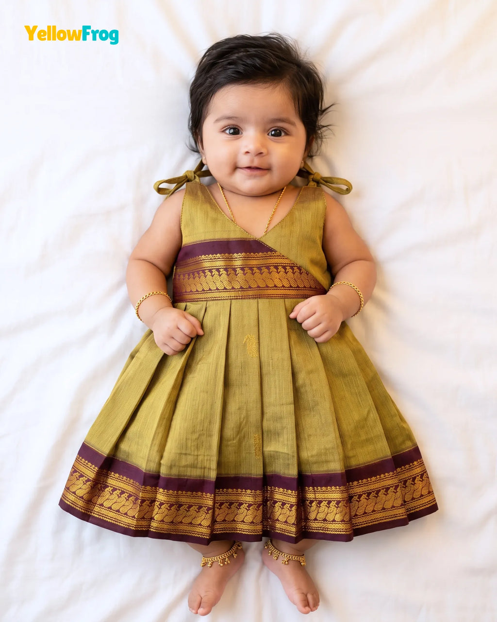 Newborn Kalyani Cotton Cotton Traditional Dress - Olive Green LF2050
