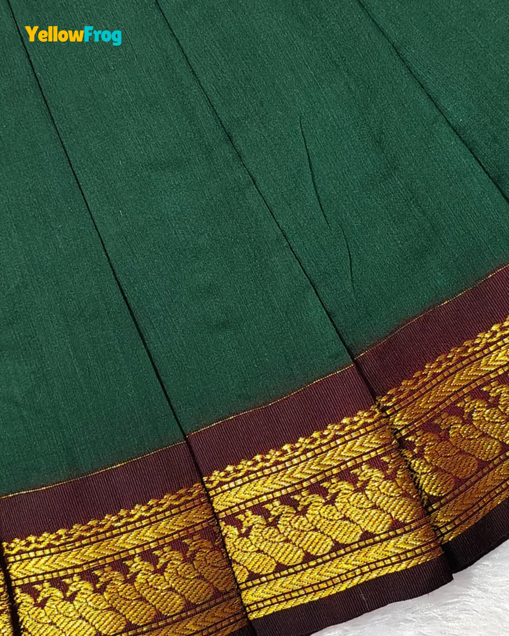 Newborn Kalyani Cotton Cotton Traditional Dress - Dark Green Zari Frock LF2054