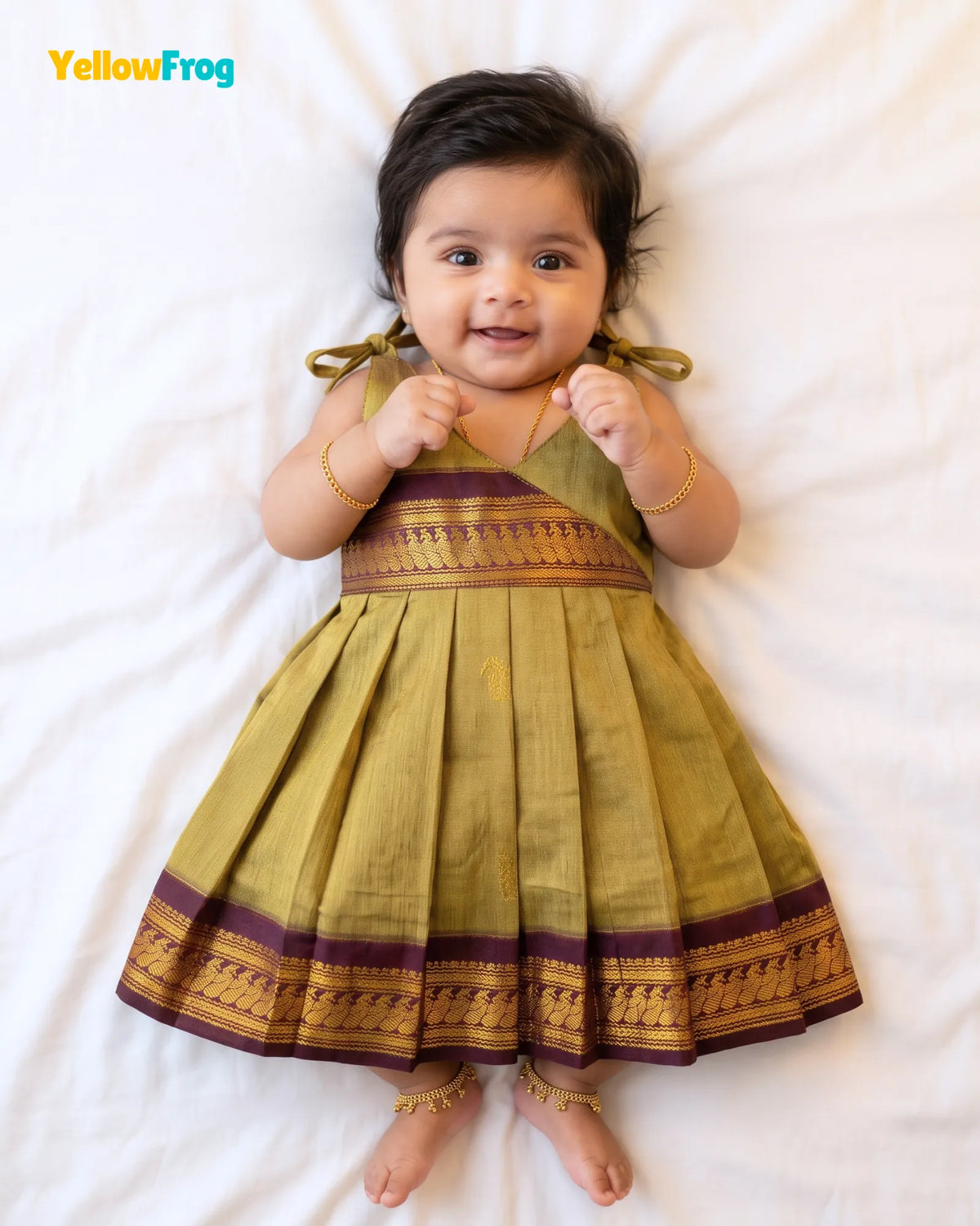Newborn Kalyani Cotton Cotton Traditional Dress - Olive Green LF2050