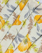 Girls Pure Cotton Dress - Bright Orange Flower With Gold Foil Print CF443