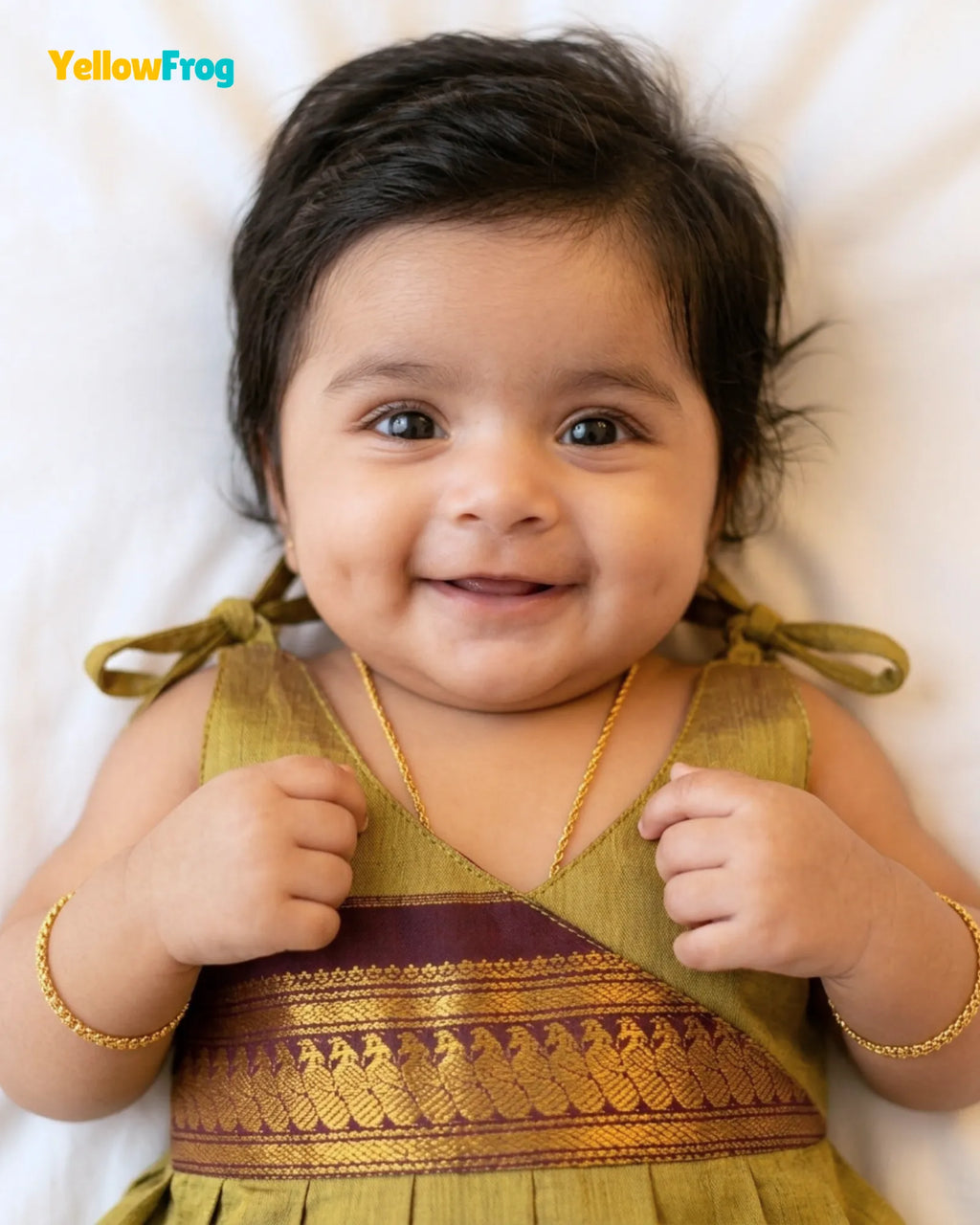 Newborn Kalyani Cotton Cotton Traditional Dress - Olive Green LF2050