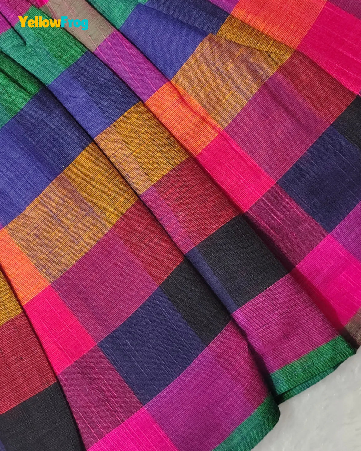 Girls Madras Check Pure Cotton Dress - Multicolor Peter Pan Collar CF444