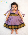 Newborn Kalyani Cotton Cotton Traditional Dress – Lilac Black Zari Frock LF2051