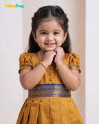 Girls Kalyani Cotton Cotton Full Gown - Mustard Gold PG729