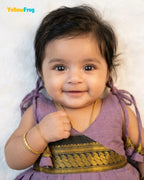 Newborn Kalyani Cotton Cotton Traditional Dress – Lilac Black Zari Frock LF2051