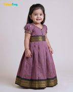 Girls Kalyani Cotton Cotton Full Gown - Mauve Black Zari PG730