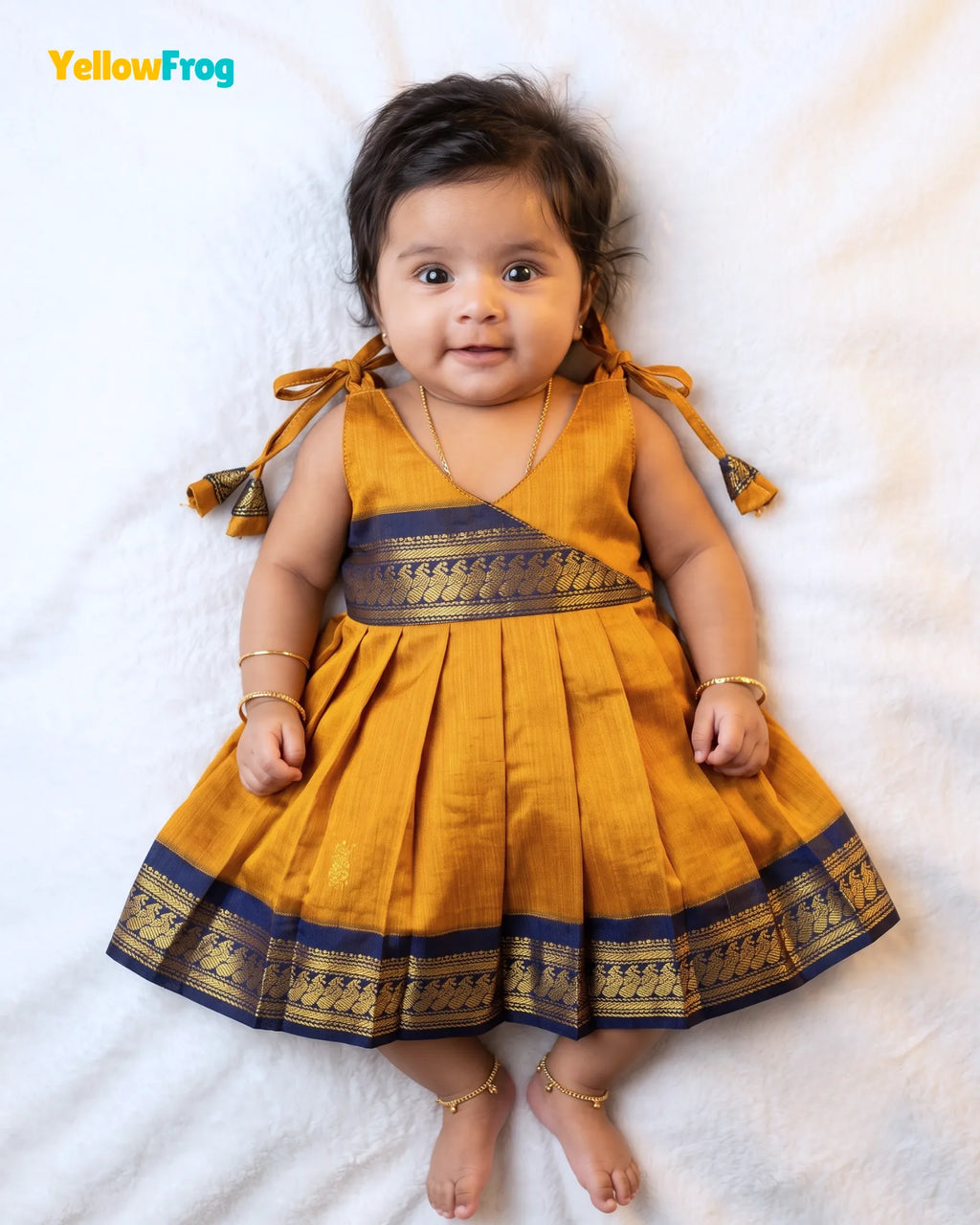 Newborn Kalyani Cotton Cotton Traditional Dress - Mustard LF2052