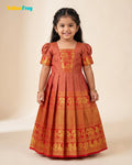Girls Terracotta Red Kalyani Cotton Gown - PG749