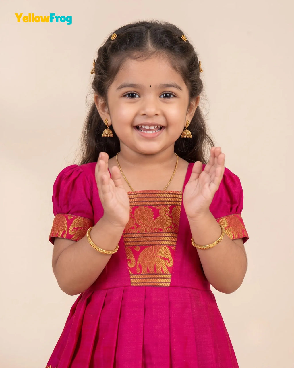 Girls Fuscia Pink Kalyani Cotton Gown - PG750