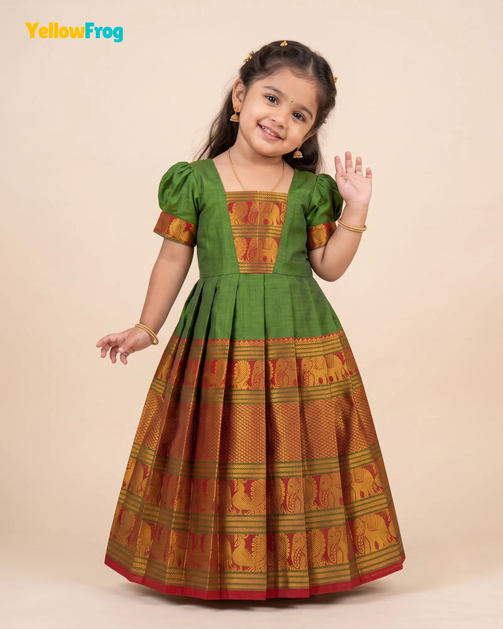 Girls Olive Geen Kalyani Cotton Gown - PG751