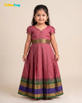 Girls Onion Pink Chettinad Cotton Full Gown - PG746