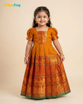 Girls Ochre Orange Kalyani Cotton Gown - PG752