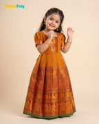 Girls Ochre Orange Kalyani Cotton Gown - PG752