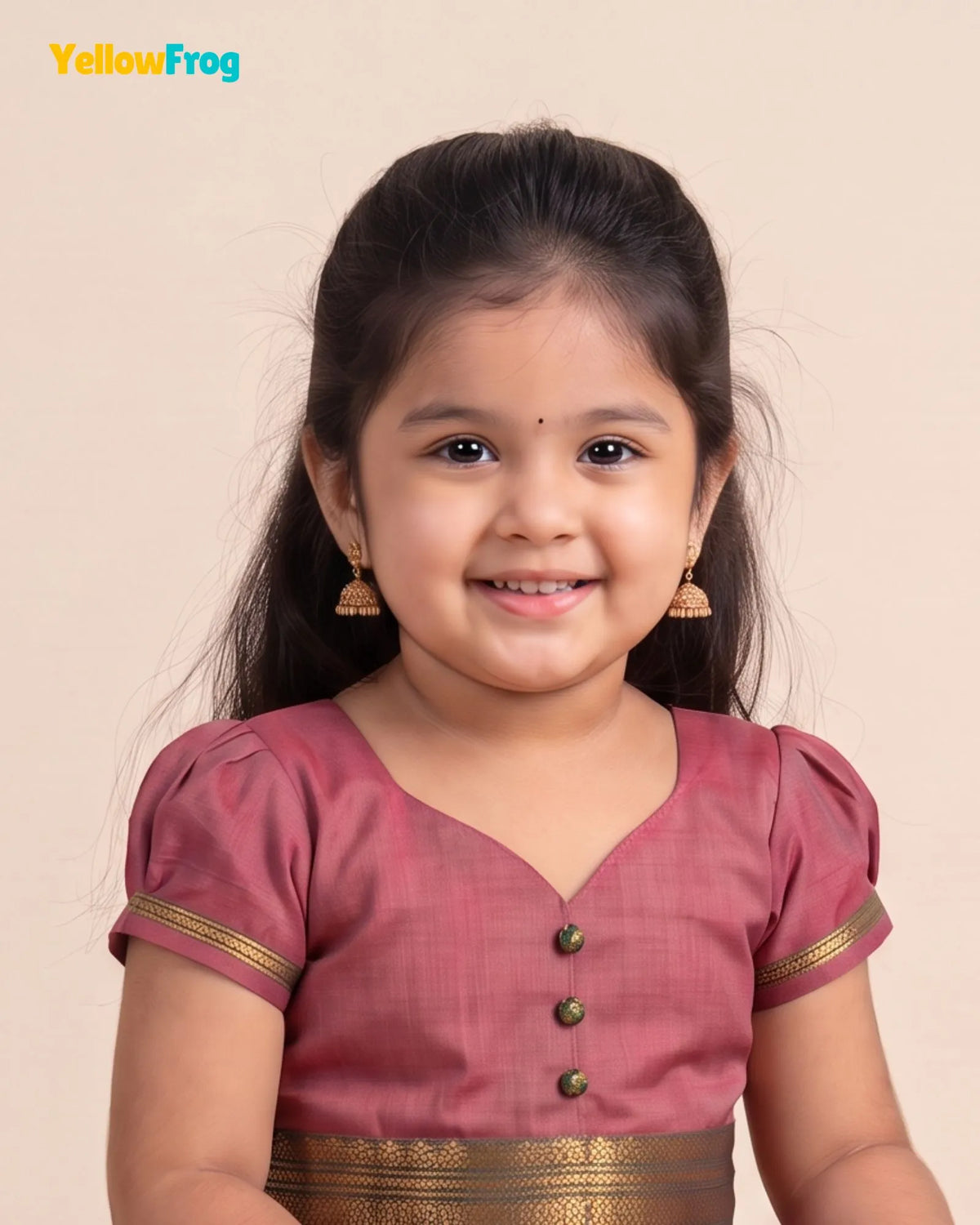Girls Onion Pink Chettinad Cotton Full Gown - PG746