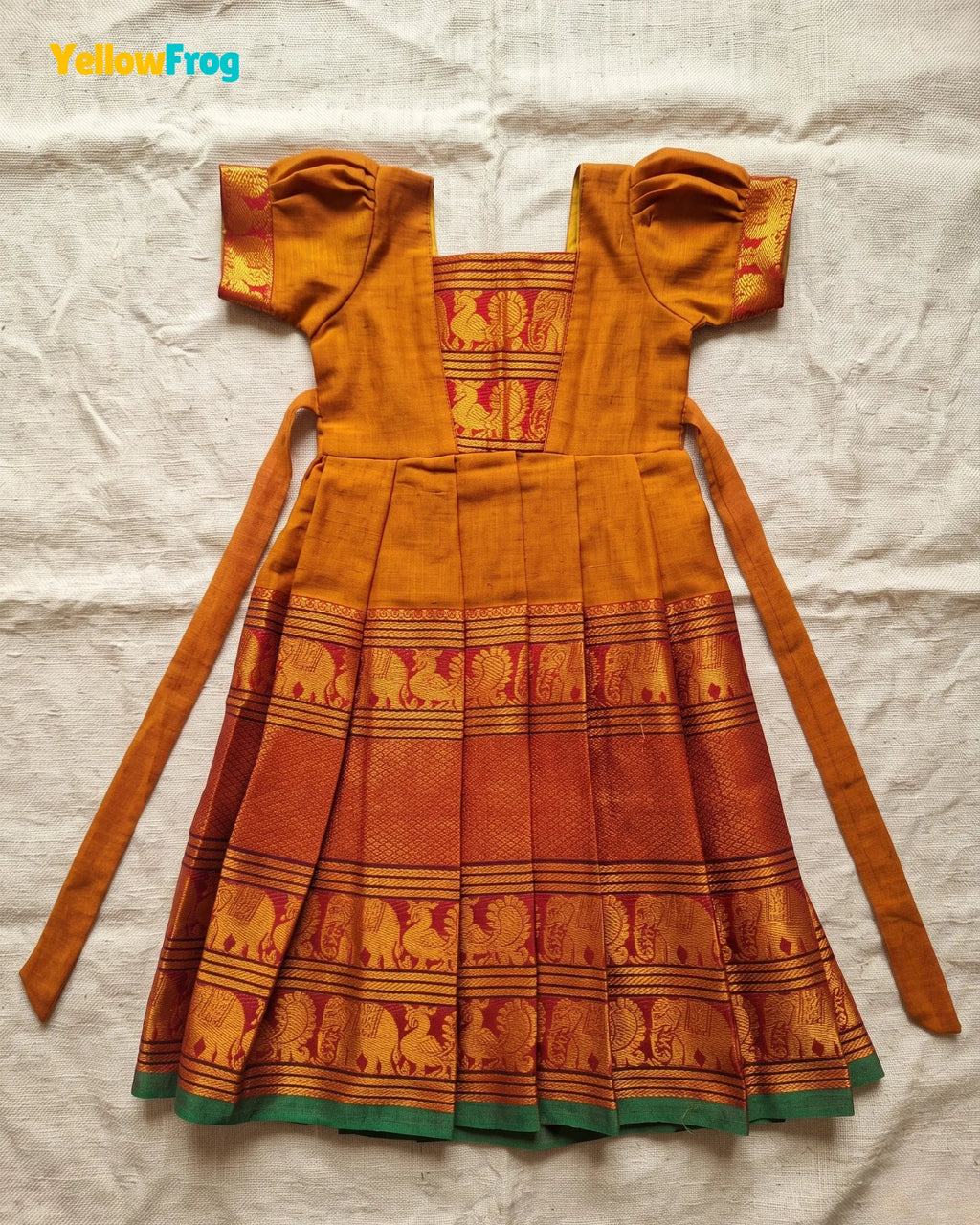 Girls Ochre Orange Kalyani Cotton Gown - PG752