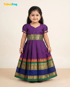 Girls Voilet Chettinad Cotton Full Gown - PG737