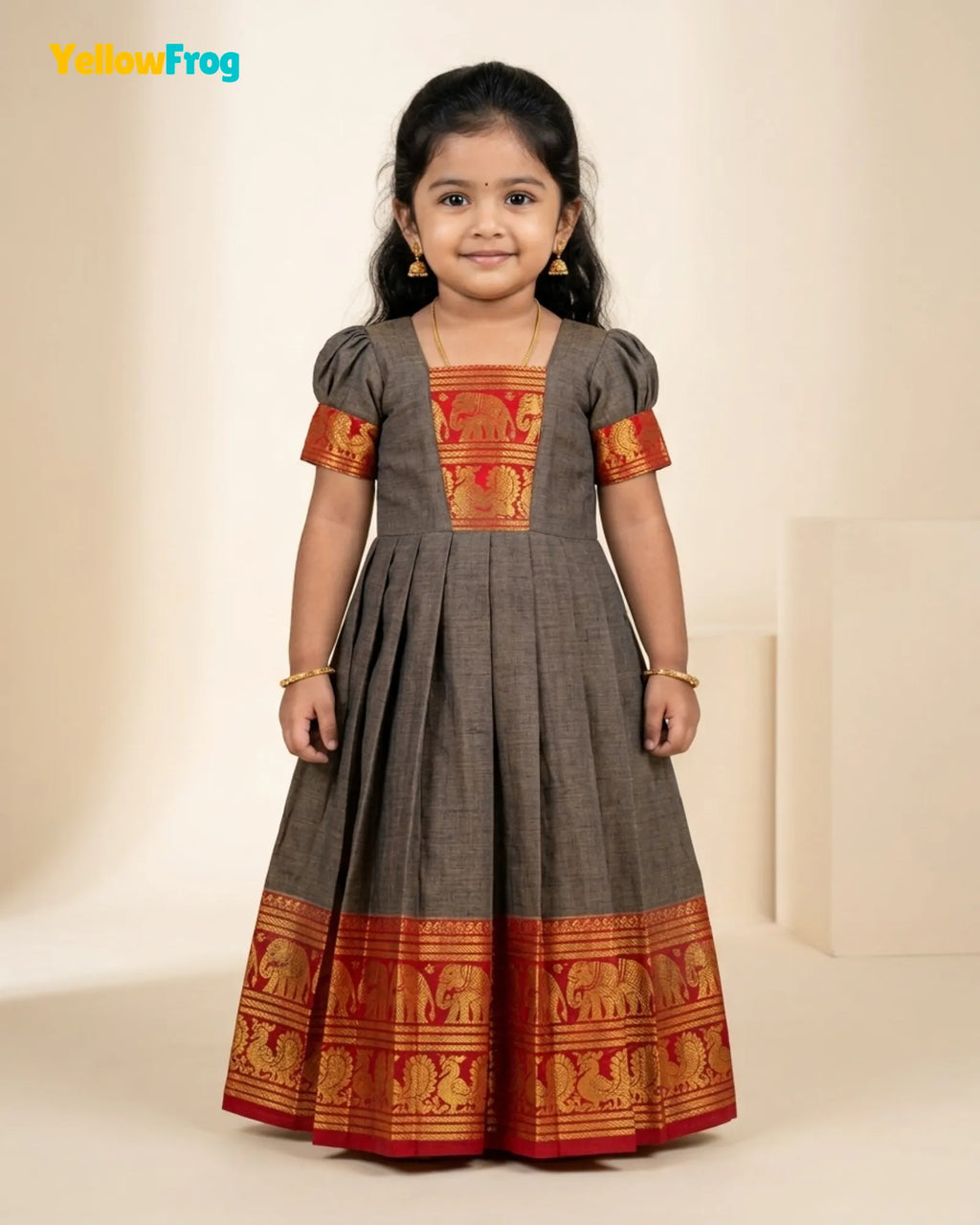 Girls Brownish Grey Kalyani Cotton Gown - PG753