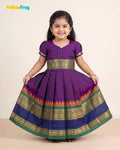 Girls Voilet Chettinad Cotton Full Gown - PG737
