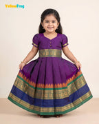 Girls Voilet Chettinad Cotton Full Gown - PG737