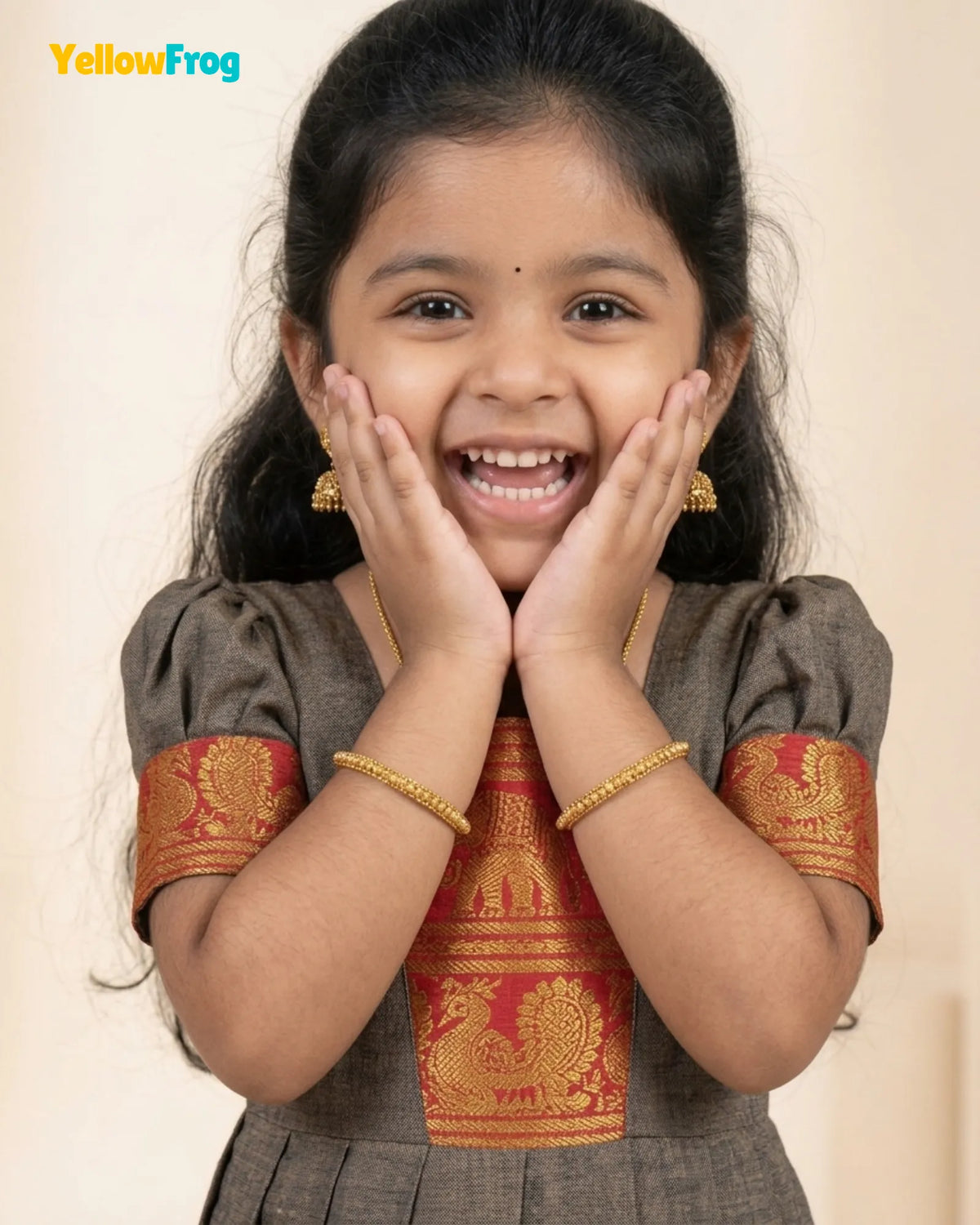 Girls Brownish Grey Kalyani Cotton Gown - PG753