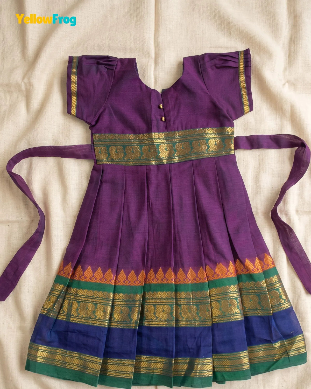 Girls Voilet Chettinad Cotton Full Gown - PG737