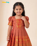 Girls Terracotta Red Kalyani Cotton Gown - PG749