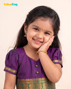 Girls Voilet Chettinad Cotton Full Gown - PG737