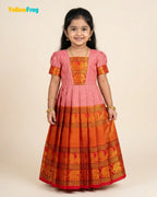 Girls Coral Pink Kalyani Cotton Gown - PG754