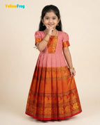 Girls Coral Pink Kalyani Cotton Gown - PG754