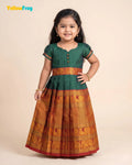 Girls Dark Green Kalyani Cotton Full Gown - PG756