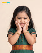 Girls Dark Green Kalyani Cotton Full Gown - PG756