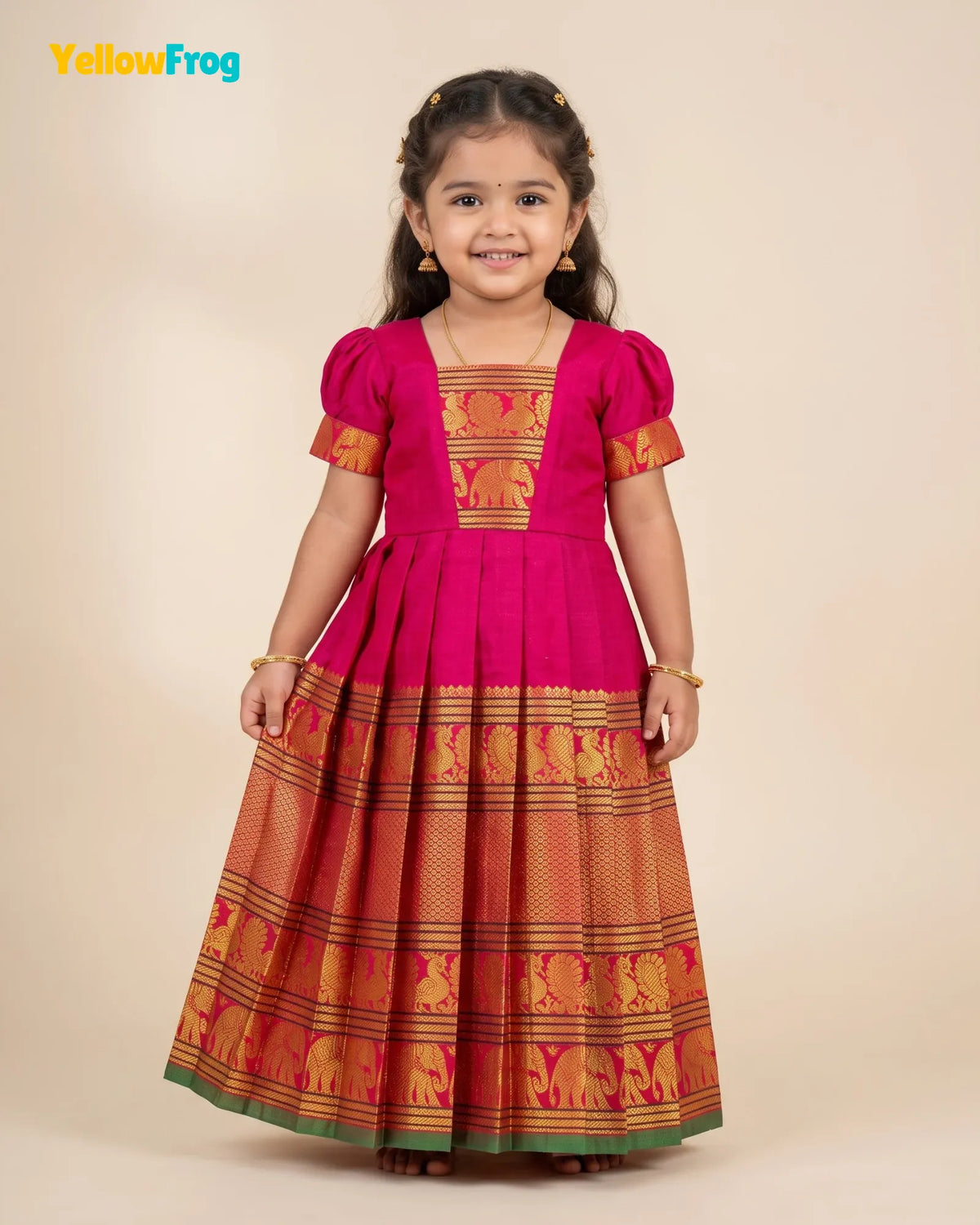 Girls Fuscia Pink Kalyani Cotton Gown - PG750