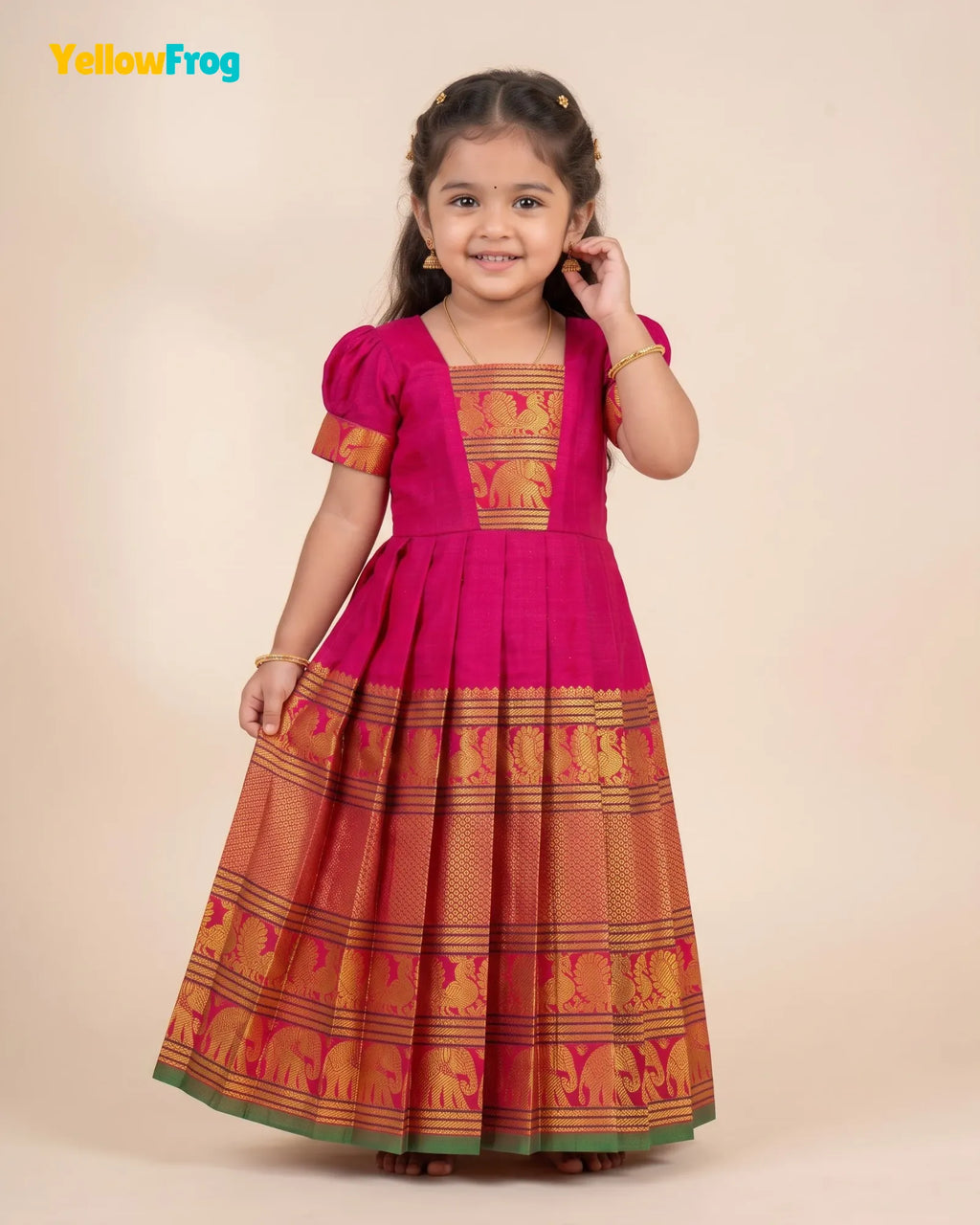 Girls Fuscia Pink Kalyani Cotton Gown - PG750