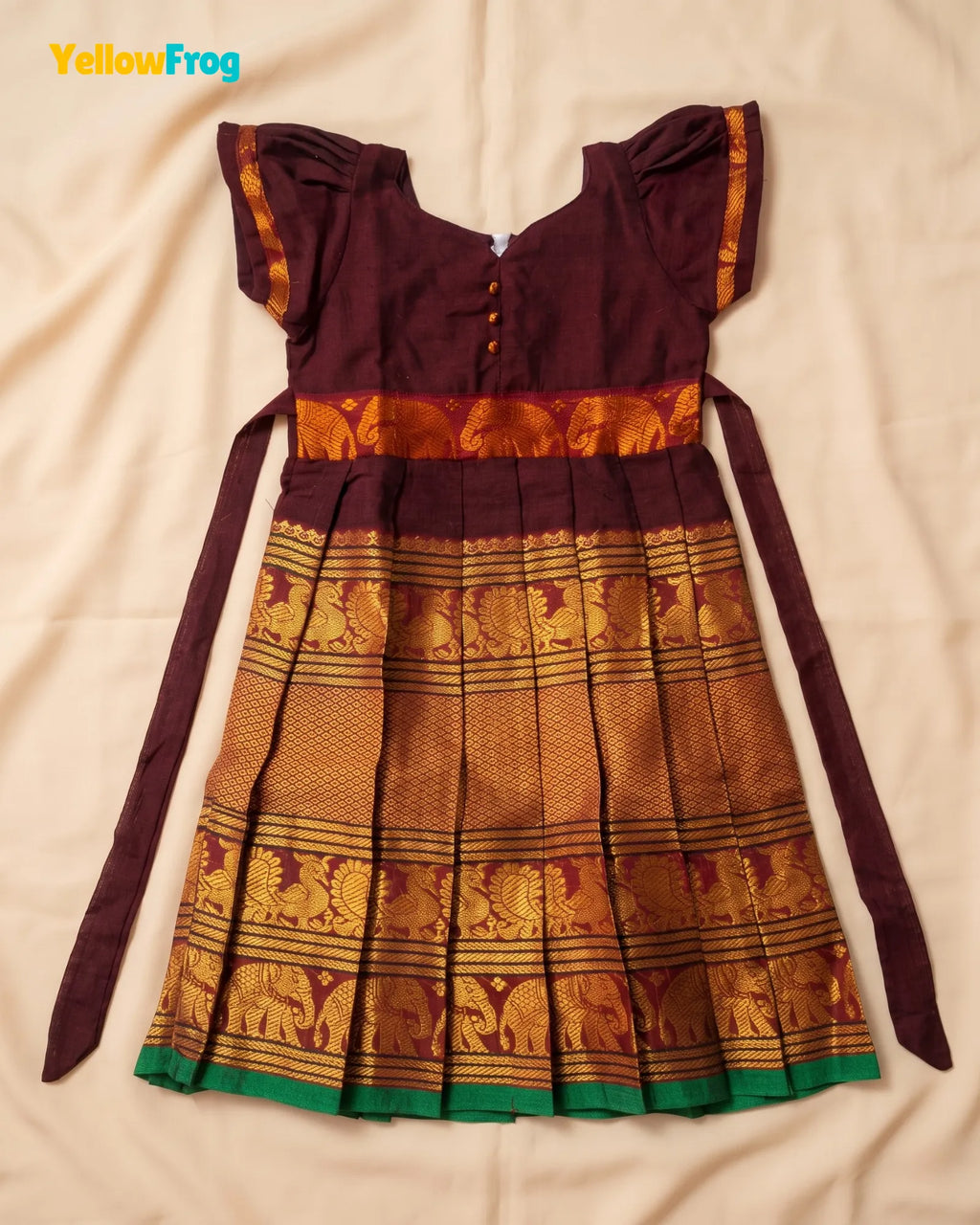 Girls Maroon Kalyani Cotton Full Gown - PG755