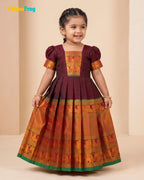 Girls Maroon Kalyani Cotton Gown - PG746