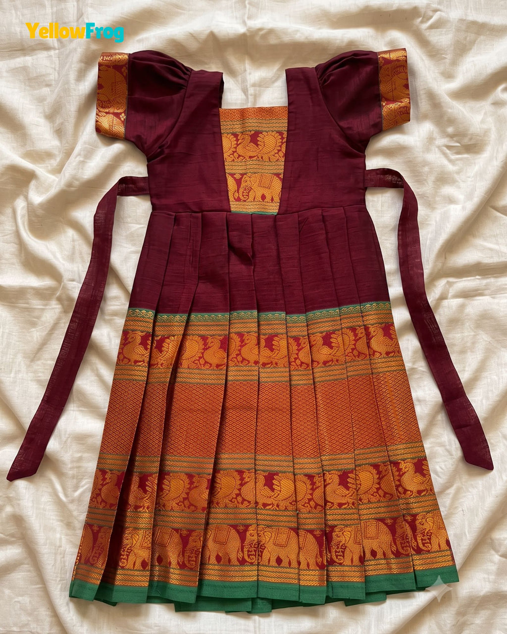 Girls Maroon Kalyani Cotton Gown - PG746