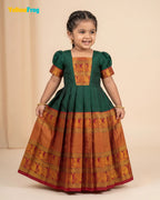 Girls Bottle Green Kalyani Cotton Gown - PG747