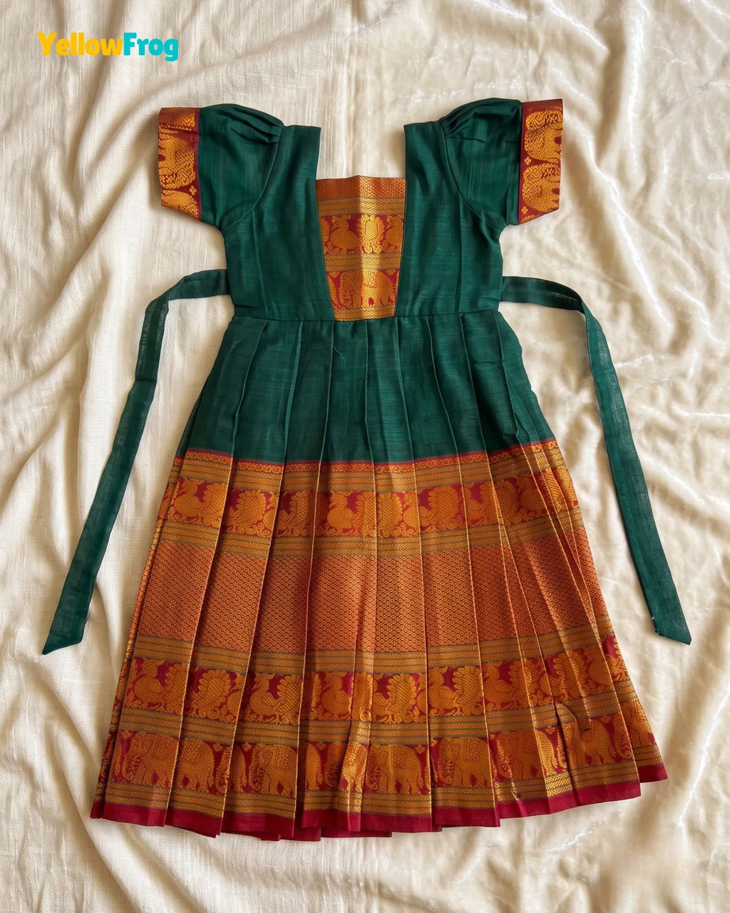 Girls Bottle Green Kalyani Cotton Gown - PG747