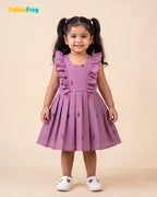Girls Lilac Handloom Cotton Frock -CF452