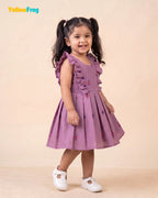 Girls Lilac Handloom Cotton Frock -CF452