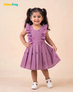 Girls Lilac Handloom Cotton Frock -CF452
