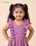 Girls Lilac Handloom Cotton Frock -CF452