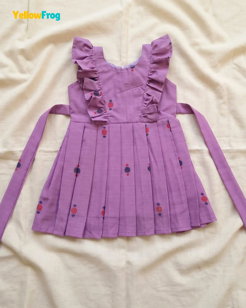 Girls Lilac Handloom Cotton Frock -CF452